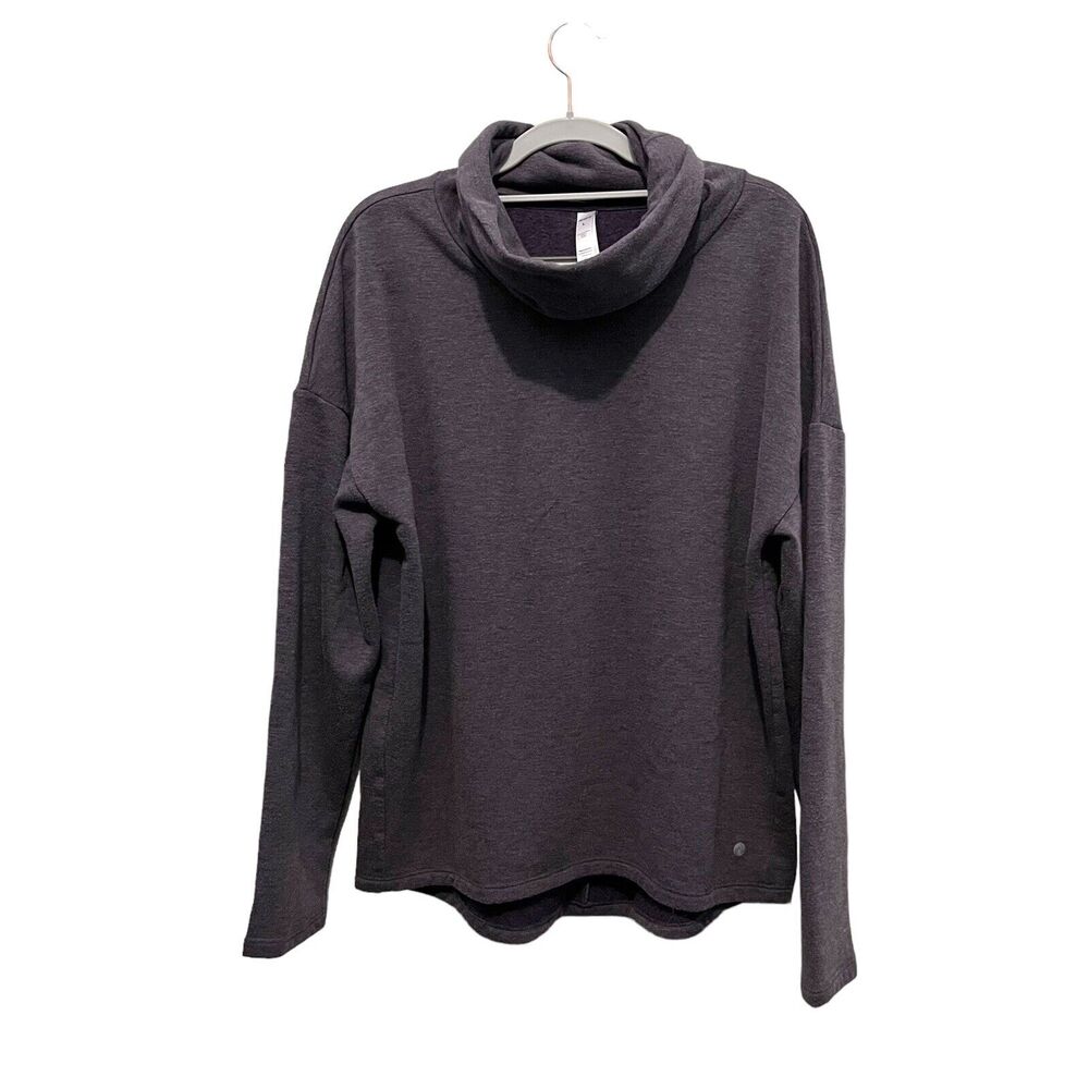 Apana Cowl Turtleneck Fleece Top Oversized Women's L Large So Soft Purple Gray